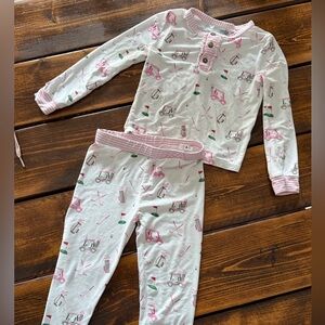 Mud Pie Golf Girlie Pajama Set - Pink and White